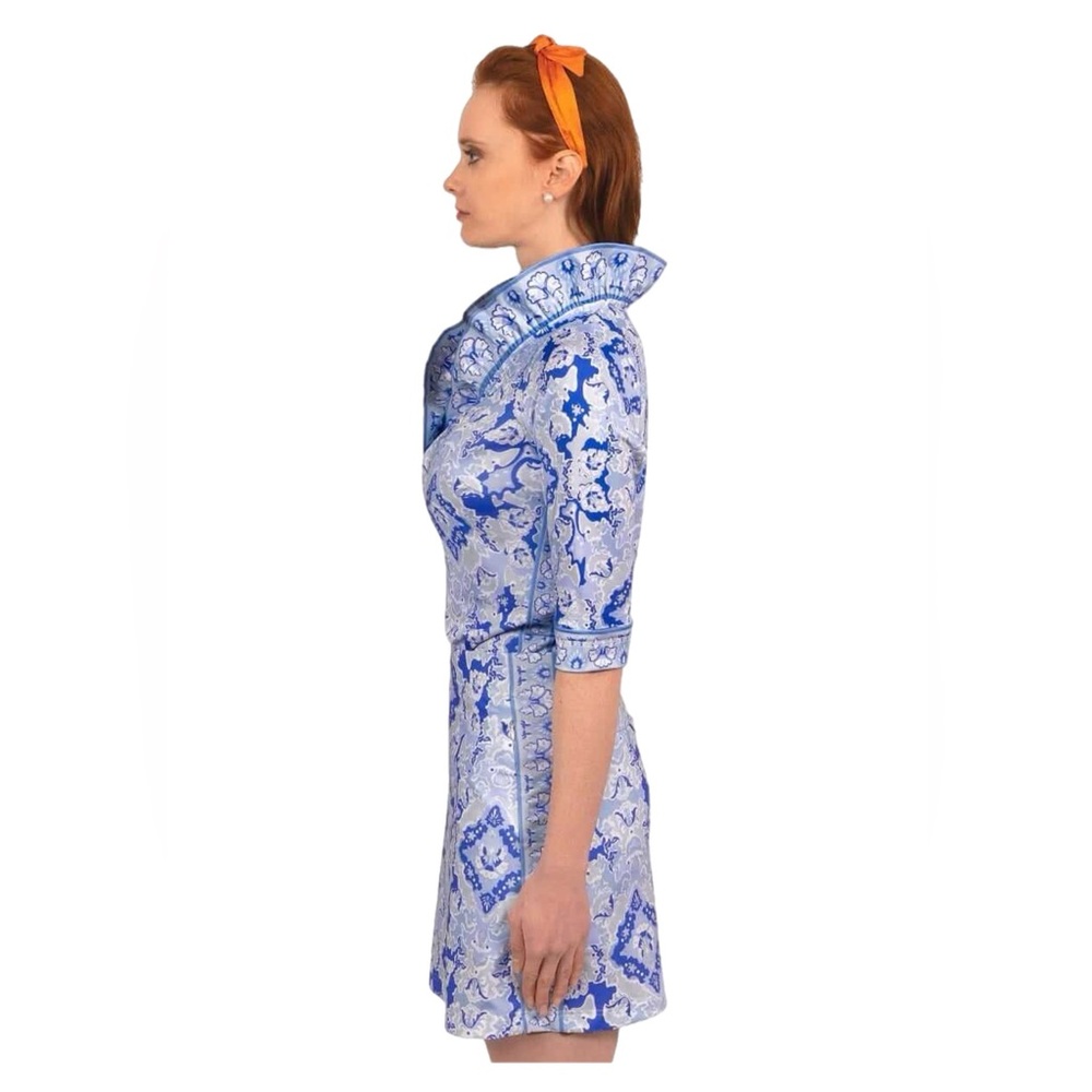 Gretchen Scott Designs Blue and White Patterned Blouse - Picture 4 of 10